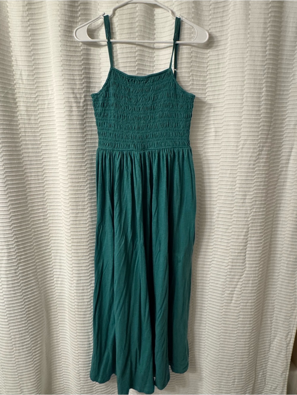American Eagle Teal Smocked Midi Dress Tie Back | Size Medium